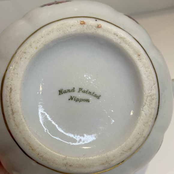 EUC Antique Nippon Hand Painted Moriage Style Teapot Gold Green Pink Black - Picture 13 of 13